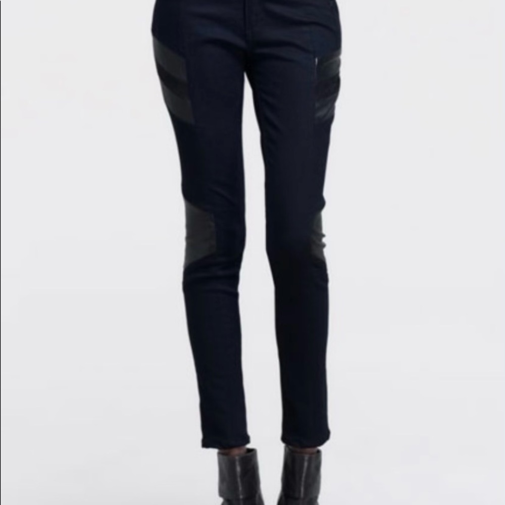 Rag & Bone Halifax leather panel motocross denim